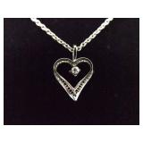 .925 Sterling Silver Diamond Accented Heart Pendant Necklace