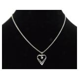 .925 Sterling Silver Diamond Accented Heart Pendant Necklace