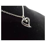 .925 Sterling Silver Diamond Accented Heart Pendant Necklace