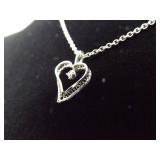 .925 Sterling Silver Diamond Accented Heart Pendant Necklace
