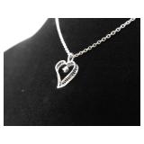 .925 Sterling Silver Diamond Accented Heart Pendant Necklace