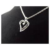 .925 Sterling Silver Diamond Accented Heart Pendant Necklace