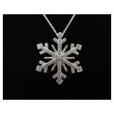 .925 Sterling Silver Diamond Accented Snowflake Pendant Necklace