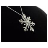 .925 Sterling Silver Diamond Accented Snowflake Pendant Necklace