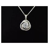 .925 Sterling Silver Zirconia Swirl Pendant Necklace
