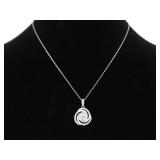 .925 Sterling Silver Zirconia Swirl Pendant Necklace