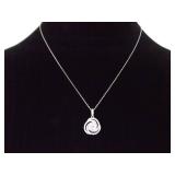 .925 Sterling Silver Zirconia Swirl Pendant Necklace