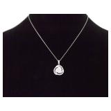 .925 Sterling Silver Zirconia Swirl Pendant Necklace