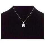 .925 Sterling Silver Zirconia Swirl Pendant Necklace