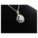 .925 Sterling Silver Zirconia Swirl Pendant Necklace