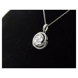 .925 Sterling Silver Zirconia Swirl Pendant Necklace