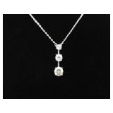 .925 Sterling Silver Zirconia Bar Pendant Necklace