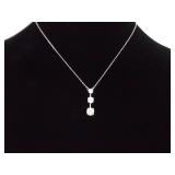 .925 Sterling Silver Zirconia Bar Pendant Necklace