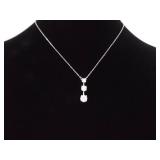 .925 Sterling Silver Zirconia Bar Pendant Necklace