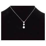 .925 Sterling Silver Zirconia Bar Pendant Necklace
