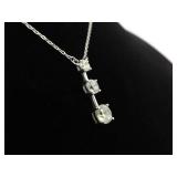 .925 Sterling Silver Zirconia Bar Pendant Necklace