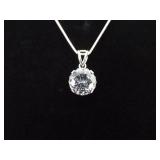 .925 Sterling Silver Zirconia Solitaire Pendant Necklace