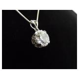 .925 Sterling Silver Zirconia Solitaire Pendant Necklace