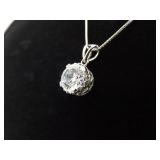.925 Sterling Silver Zirconia Solitaire Pendant Necklace