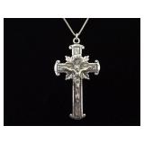 .925 Sterling Silver Larger Well Made Crucifix Pendant Necklace