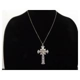 .925 Sterling Silver Larger Well Made Crucifix Pendant Necklace