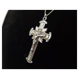 .925 Sterling Silver Larger Well Made Crucifix Pendant Necklace