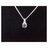 .925 Sterling Silver Zirconia Solitaire Pendant Necklace