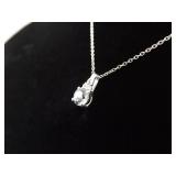 .925 Sterling Silver Zirconia Solitaire Pendant Necklace