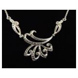 .925 Sterling Silver Art Nouveau Pendant Necklace