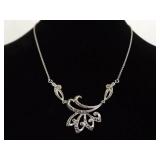.925 Sterling Silver Art Nouveau Pendant Necklace