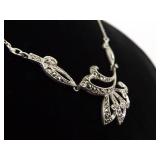 .925 Sterling Silver Art Nouveau Pendant Necklace