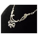 .925 Sterling Silver Art Nouveau Pendant Necklace