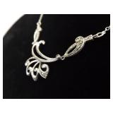 .925 Sterling Silver Art Nouveau Pendant Necklace