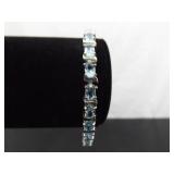 .925 Sterling Silver Topaz Tennis Bracelet