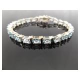 .925 Sterling Silver Topaz Tennis Bracelet