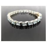 .925 Sterling Silver Topaz Tennis Bracelet