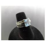 .925 Sterling Silver Art Nouveau Topaz Ring Size 5.75