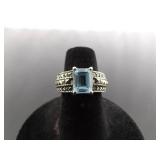 .925 Sterling Silver Art Nouveau Topaz Ring Size 5.75