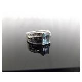 .925 Sterling Silver Art Nouveau Topaz Ring Size 5.75