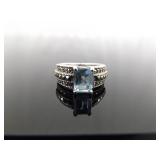 .925 Sterling Silver Art Nouveau Topaz Ring Size 5.75