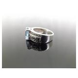 .925 Sterling Silver Art Nouveau Topaz Ring Size 5.75