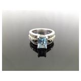 .925 Sterling Silver Art Nouveau Topaz Ring Size 5.75