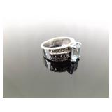 .925 Sterling Silver Art Nouveau Topaz Ring Size 5.75