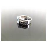 .925 Sterling Silver Art Nouveau Topaz Ring Size 5.75