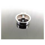 .925 Sterling Silver Art Nouveau Topaz Ring Size 5.75