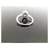 .925 Sterling Silver Aquamarine Crystal Ring Size 9