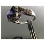.925 Sterling Silver Sapphire Crystal Ring Size 10