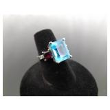 .925 Sterling Silver Topaz and Garnet Crystal Ring Size 5.75