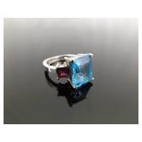 .925 Sterling Silver Topaz and Garnet Crystal Ring Size 5.75