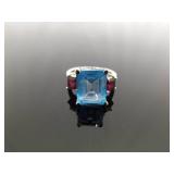 .925 Sterling Silver Topaz and Garnet Crystal Ring Size 5.75